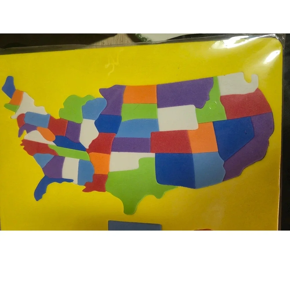 Childs Educational Foam Puzzle Set 4pk US Map Skeleton Brain Digestive System